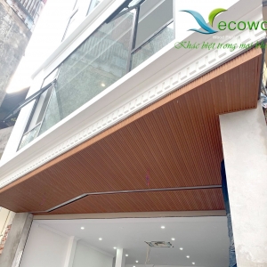 Ốp trần nan gỗ nhựa Ecowood tại Hồ Linh Quang - Đống Đa- HN